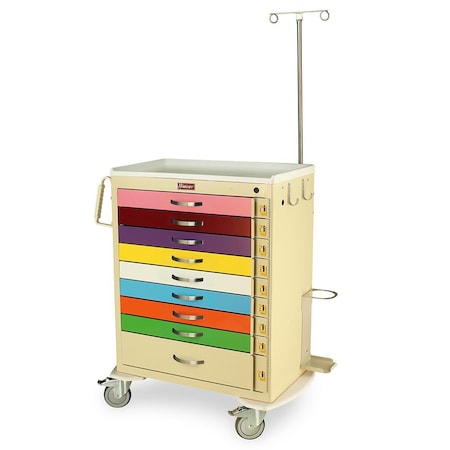 Harloff Tall Medical Pediatric Emergency Cart, Standard Width, Nine Drawers MDS3030B09PED-EMG